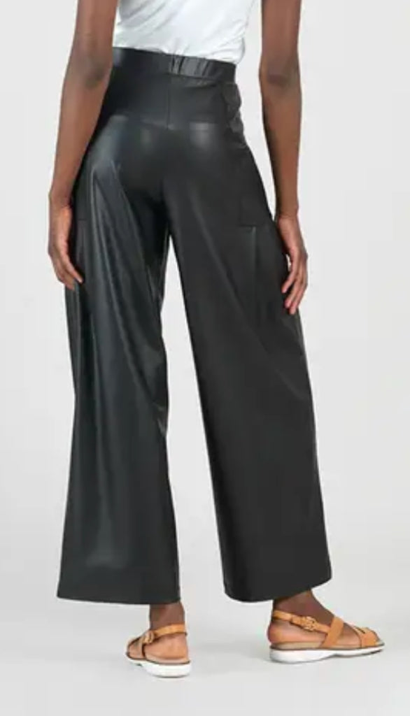 Liquid Leather Wide Leg With Pleat Pocket