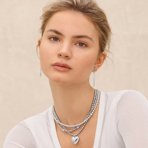 Meridian Pet Wave Heart Silver Necklace