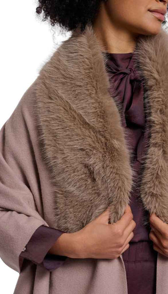 Faux Fur Cape With Fringe