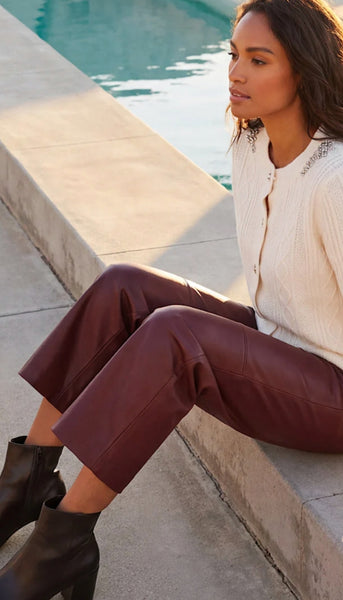 Faux Leather Pull On Pants