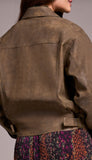 Zipped Front Side Tab PU Jacket