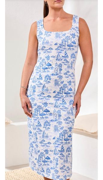 Sleevelesss Square Neck Dress