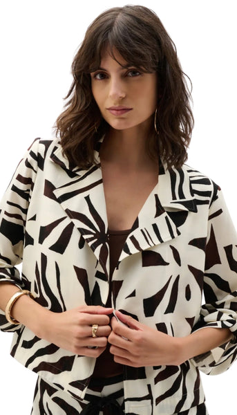 Tropical Print Boxy Blazer