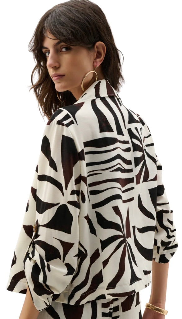 Tropical Print Boxy Blazer