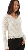 Floral Burnout V Neck Top