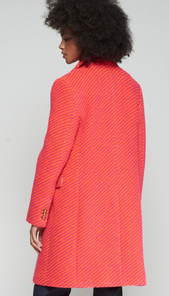 Diagonal Stripe Wool Coat