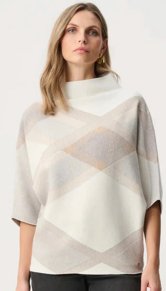 Plaid Funnel Neck Sweater