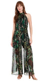 Ruched Collar Flowy Wide Leg Jumpsuit