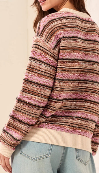 Crew Neck Sweater With Contrast Rib