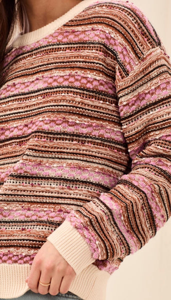 Crew Neck Sweater With Contrast Rib