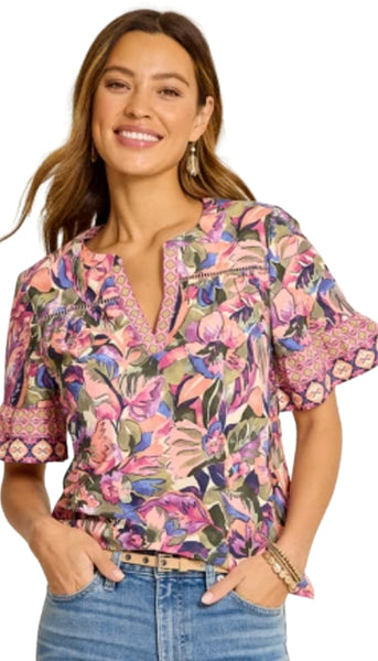 Garden Oasis Flutter Sleeve Top