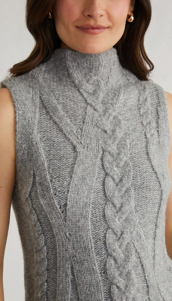 Kendall Funnel Neck Cable Tank Sweater