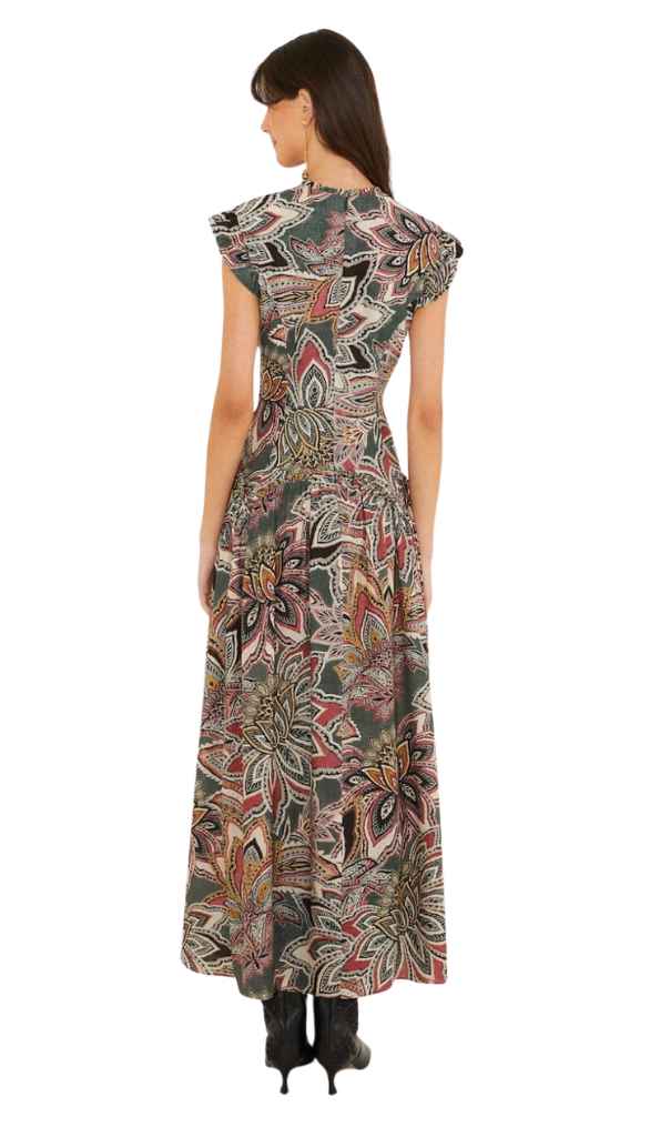 Tapestry Flowers Sleeveless Maxi Dress