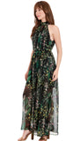 Ruched Collar Flowy Wide Leg Jumpsuit