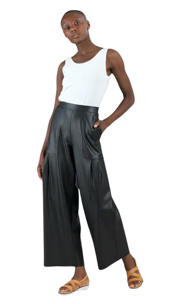 Liquid Leather Wide Leg With Pleat Pocket