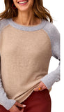 Long Sleeve Crew Neck Colorblock Sweater