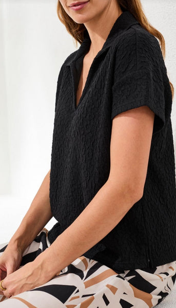 Short Sleeve Johnny Collar Top