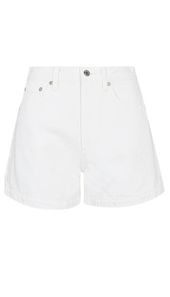 Saige High Rise A-Line Short - Polished White