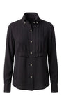 LongSleeve Tuxedo Top With High Collar