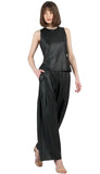 Liquid Leather Wide Leg With Pleat Pocket