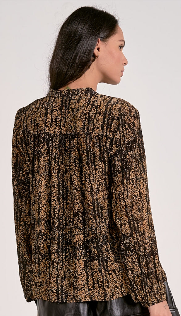 Long Sleeve V Neck Button Top
