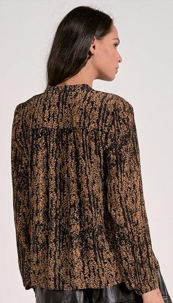 Long Sleeve V Neck Button Top