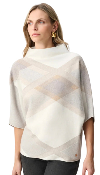 Plaid Funnel Neck Sweater