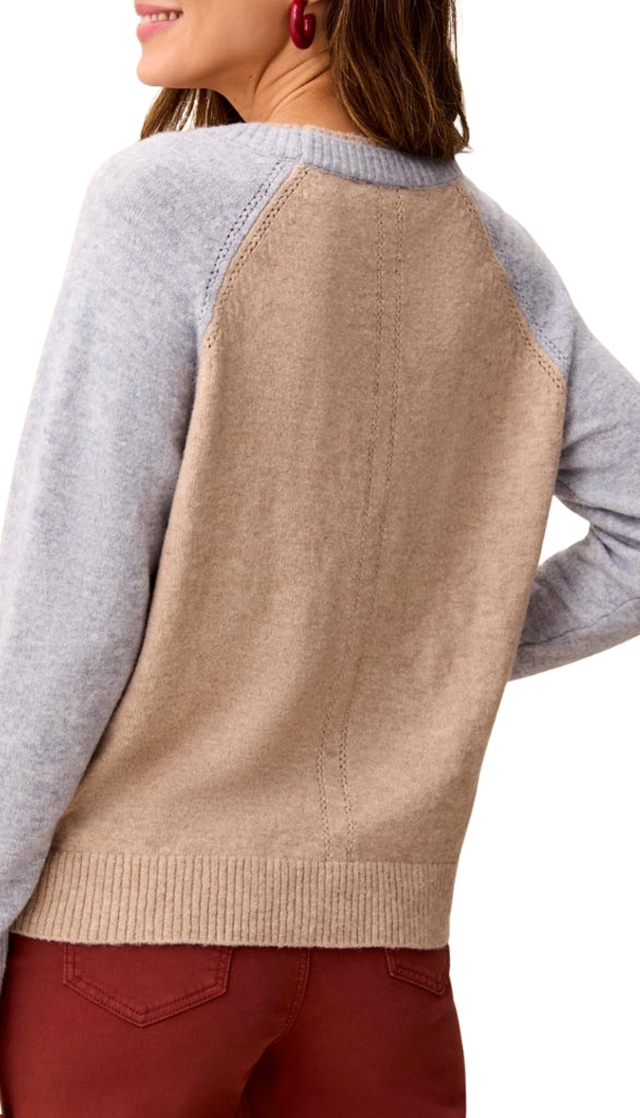 Long Sleeve Crew Neck Colorblock Sweater