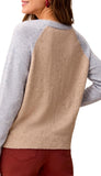 Long Sleeve Crew Neck Colorblock Sweater