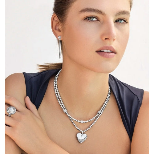 Meridian Pet Wave Heart Silver Necklace