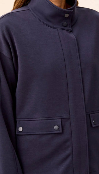 Long Sleeve Zip Front Coat With Lining