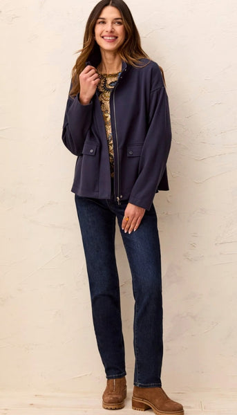 Long Sleeve Zip Front Coat With Lining