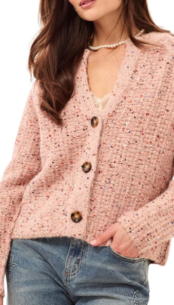 Tweed Like Sequined Cardigan