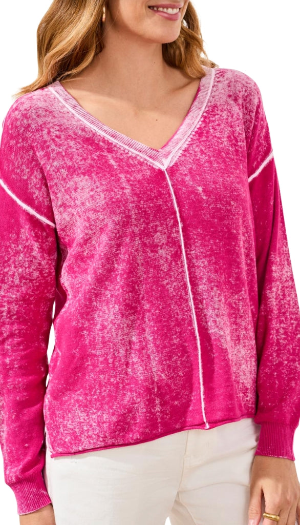 Long Sleeve V Neck With Special Wash Effect