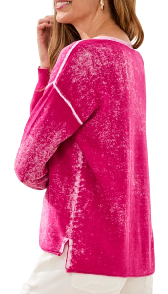 Long Sleeve V Neck With Special Wash Effect