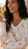 Floral Burnout V Neck Top