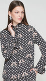 High Collar Blouse With Stars Leopard