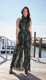 Ruched Collar Flowy Wide Leg Jumpsuit