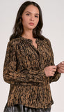 Long Sleeve V Neck Button Top