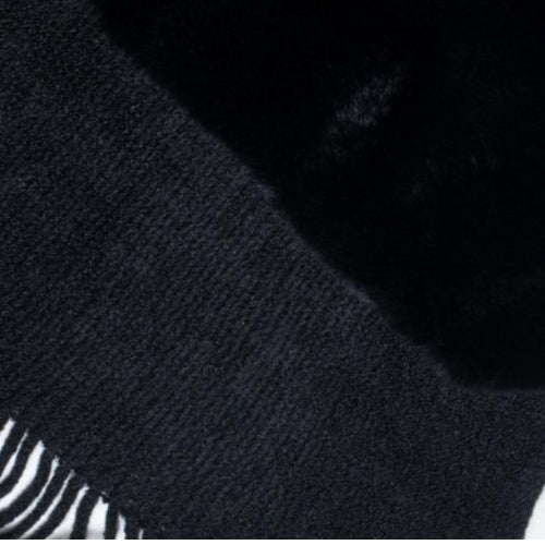 Knitted Scarf With Faux Fur Detail