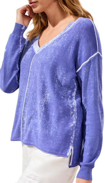 Long Sleeve V Neck With Special Wash Effect