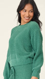 Long Sleeve Cozy Chenille Waffle Top