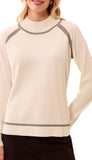 Long Sleeve Mock Neck Sweater With Tipping