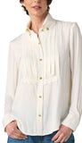 LongSleeve Tuxedo Top With High Collar
