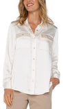 Long Sleeve Button Front Banded Collar