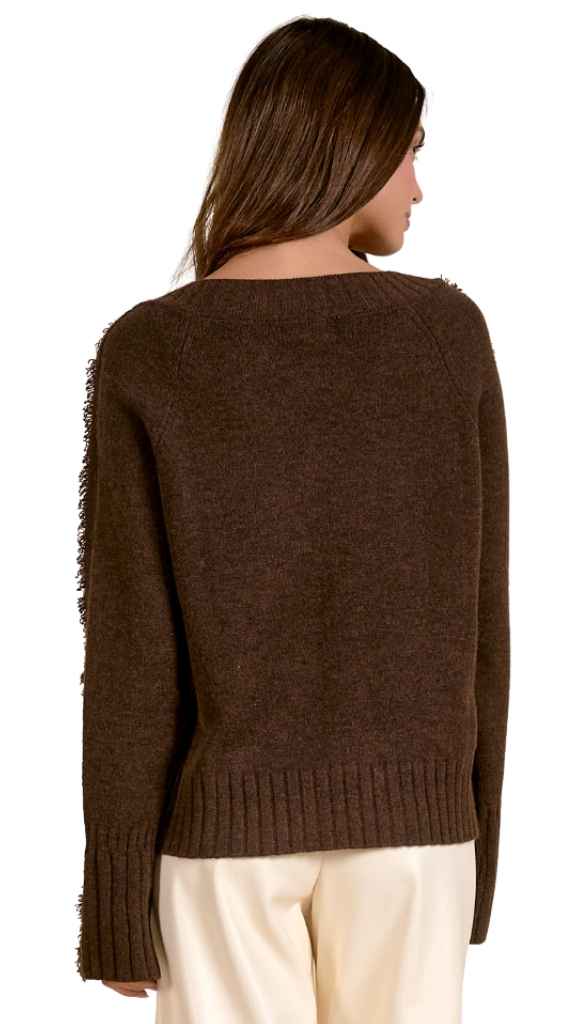 V-Neck Fray Sweater