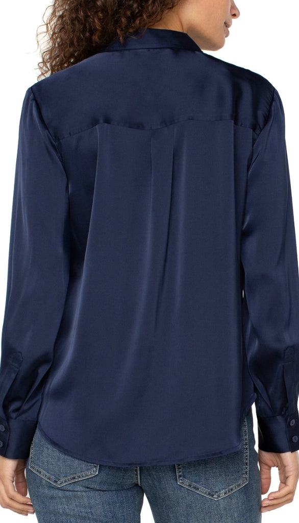 Long Sleeve Button Front Woven Shirt