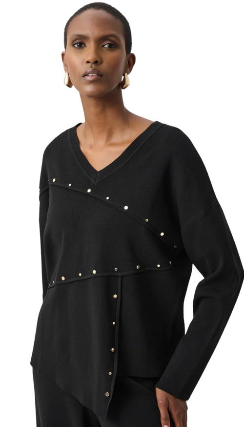 Asymetric Sweater With Metal Studs