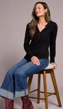 Brushed Waffle Knit Henley Long Sleeve