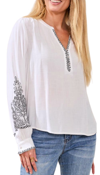 Long Sleeve Blouse With Embroidery Detail